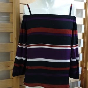 INC Women's Blouse Black & Purple Size M New